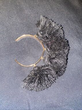 Gold Hoop Bracelet with Black Tassel Fringe